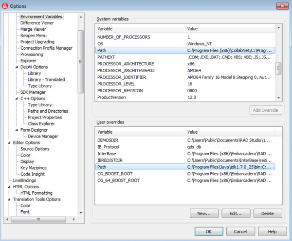 Editor options. Library Path на rad Studio 11. DELPHI Library Path options.